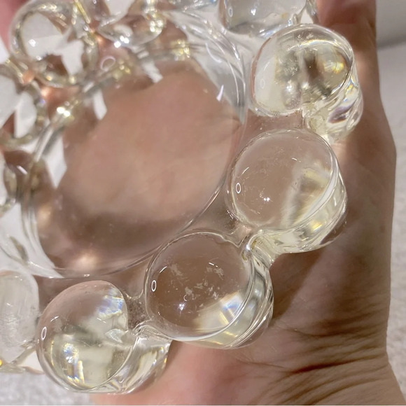 Vintage Clear Glass Bubble  Edge Ashtray Trinket Dish - Picture 7 of 14